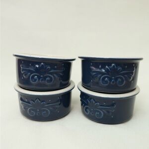 Pfaltzgraff ‘Weir in Your Kitchen’ Discontinued Navy Blue 4” Speckle Ramekins(4)